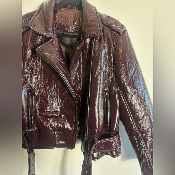 BlankNYC Shiny Crinkle Faux Leather Moto Jacket – Cherry Picked Size Medium - Picture 8 of 10
